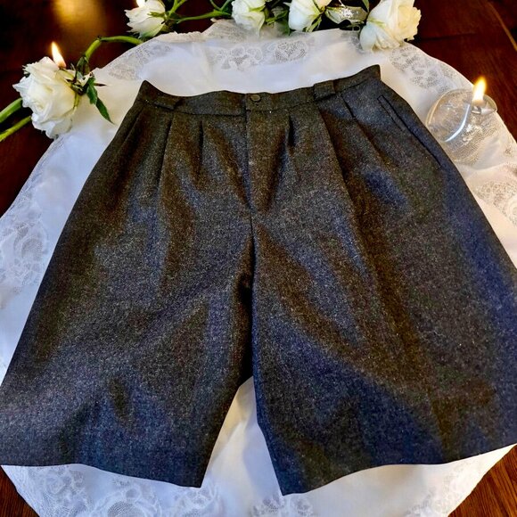 Giorgio Sant'Angelo Vintage 80’s Black Wool Lined Shorts Culottes size 12 - Picture 2 of 13